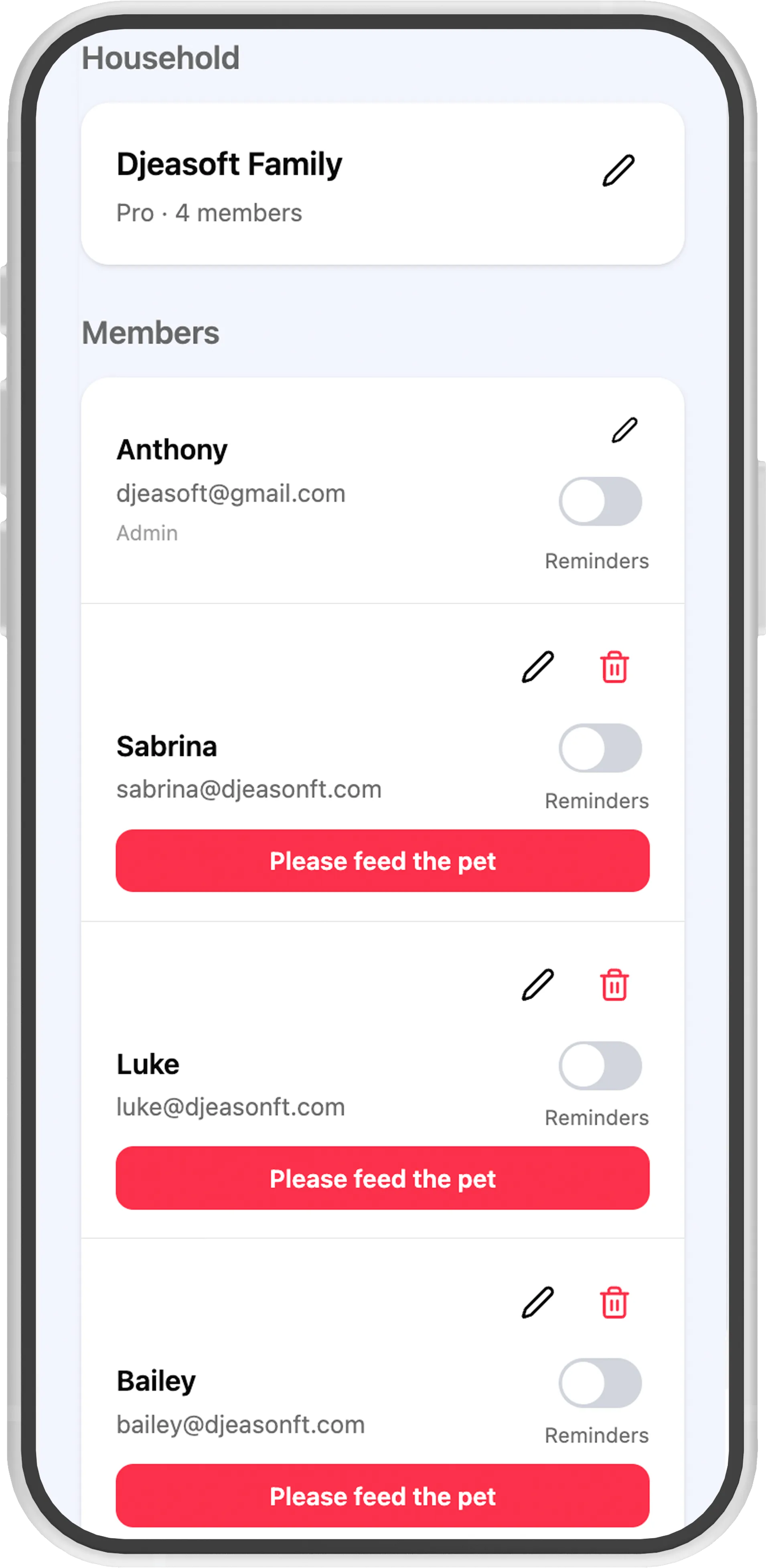 Household Members Screen